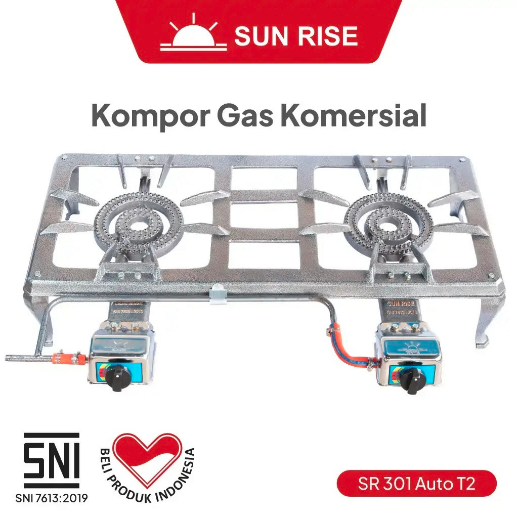 Sunrise Kompor Cor 2 Tungku SR-301 Auto Kompor Gas Low Pressure SR 301 Auto T2