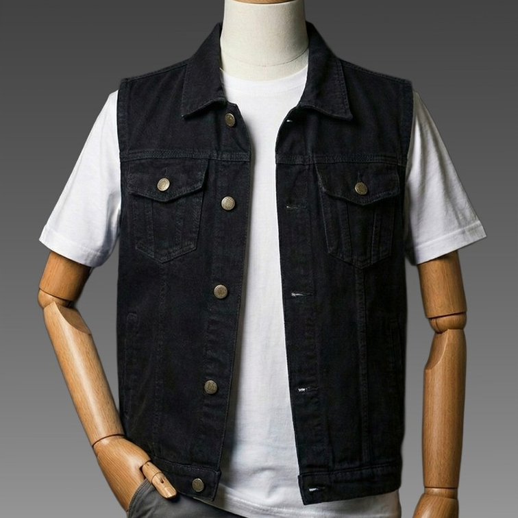 JB - Vest Denim Black - Rompi Jeans Pria
