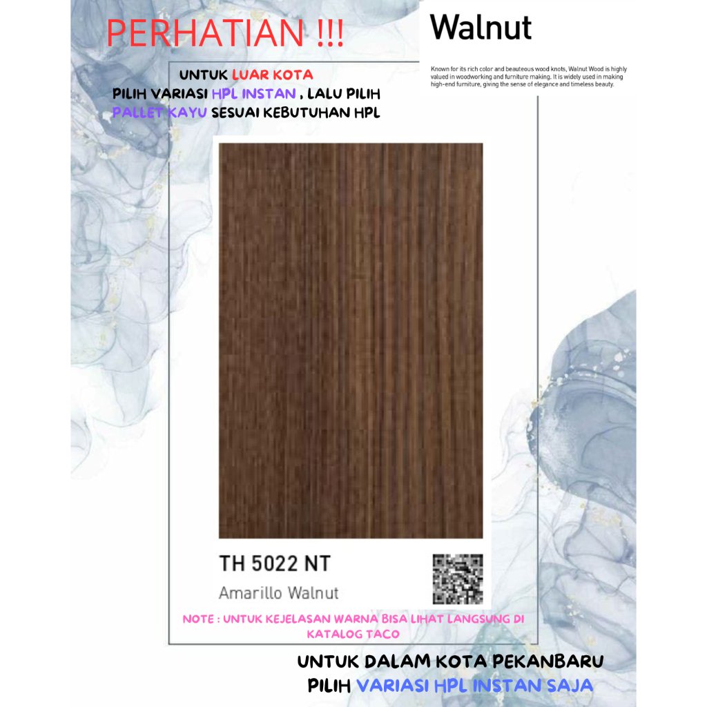 (LUAR KOTA WAJIB PALLET KAYU) HPL TACO WOODGRAIN TH 5022 NT (BACA DESKRIPSI SEBELUM CO)