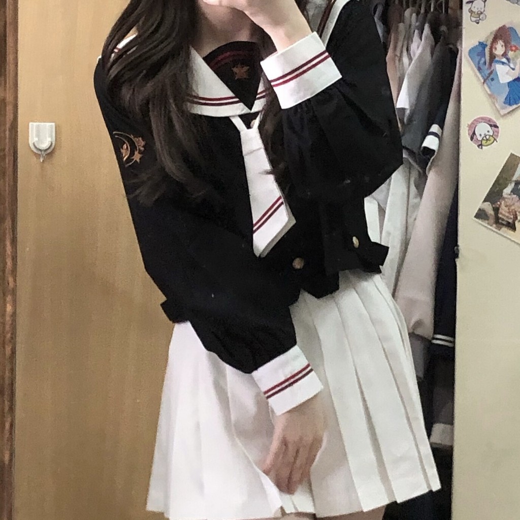 [READY JKT] Uniform JK Seifuku Long sleeve - size L - Hitam Putih uniform Japan Seifuku