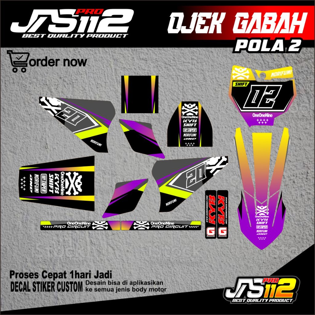 DECAL TAXI GABAH DECAL OJEK GABAH POLA 2 STIKER MOOTOR OJEK GABAH