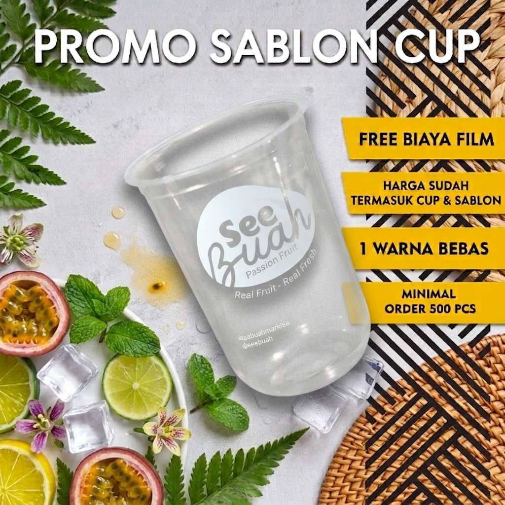 SABLON CUP PP ANTI TUMPAH 14oz 16  OVAL + TUTUP STRAWLESS MERK BSM TIPTOP