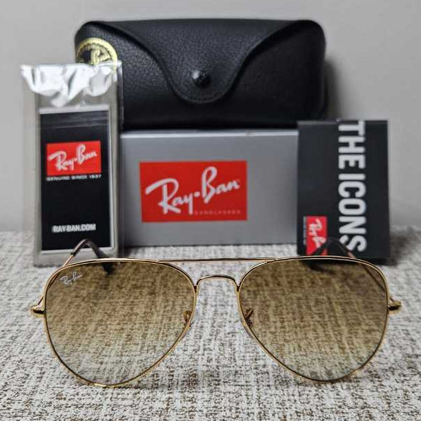 Kacamata Rayban Aviator RB3025 001/51 Gold Lens Brown Gradient Original