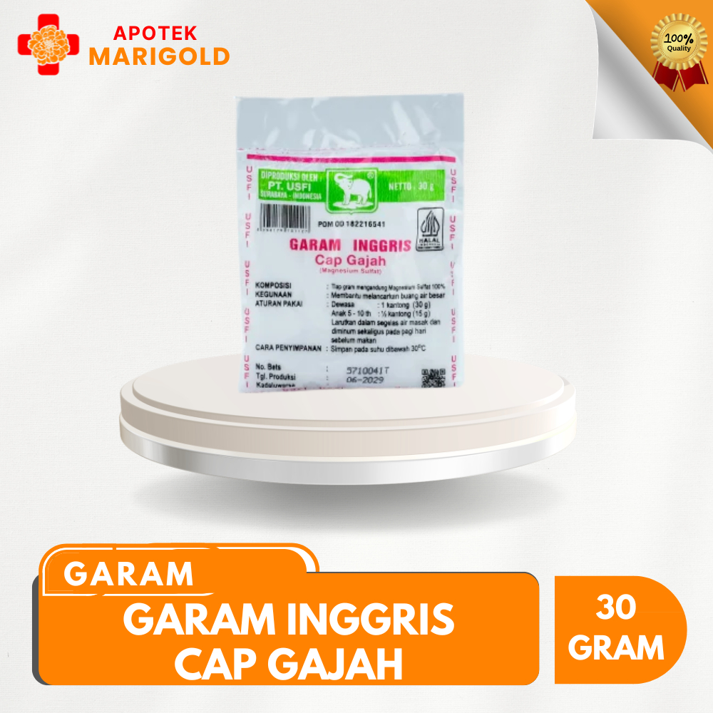 Garam Inggris Cap Gajah 30 Gram - Membantu Melancarkan BAB, Mengatasi Sembelit, Obat Tradisional