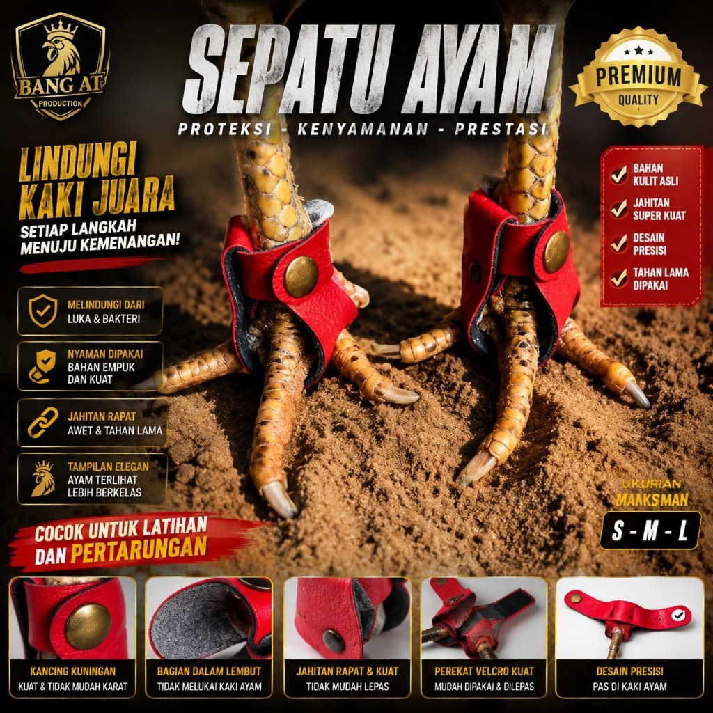 Sepatu Ayam Anti Bubul Big Size – Pelindung Kaki Ayam Bangkok, Filipin, Peru & Ganoi