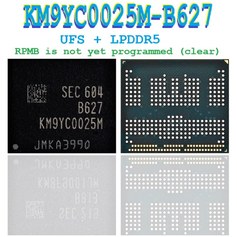 IC KM9Y UFS BGA254 KM9YC0025M B627 Samsung uMCP LPDDR5 Clean & Healhty