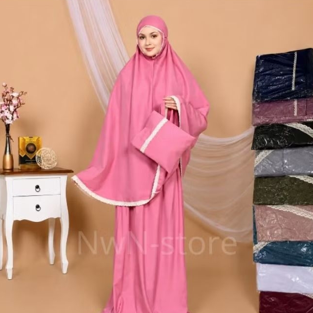 Mukena Rukuh Dewasa Polos Katun Mikro Premium