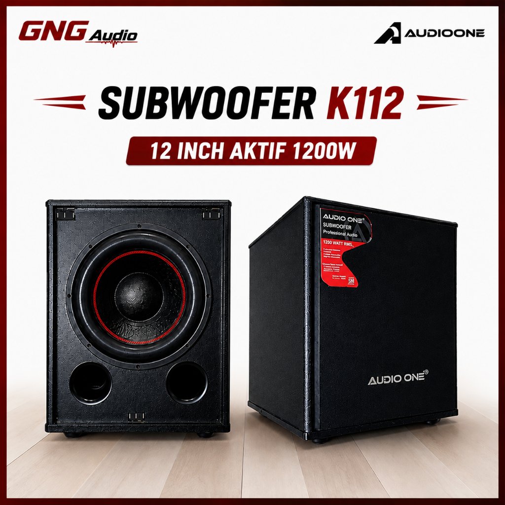 AUDIO ONE Subwoofer Karaoke Aktif 12 Inch K112 Speaker Sub 1200 Watt  I GNG AUDIO