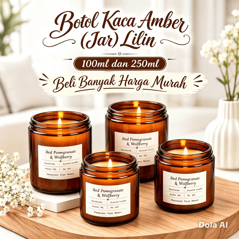 Botol Kaca Amber 100gram 250gram Jar Lilin 100ml Toples Tutup Aluminium Gold  Silver Hitam Pot Cosme