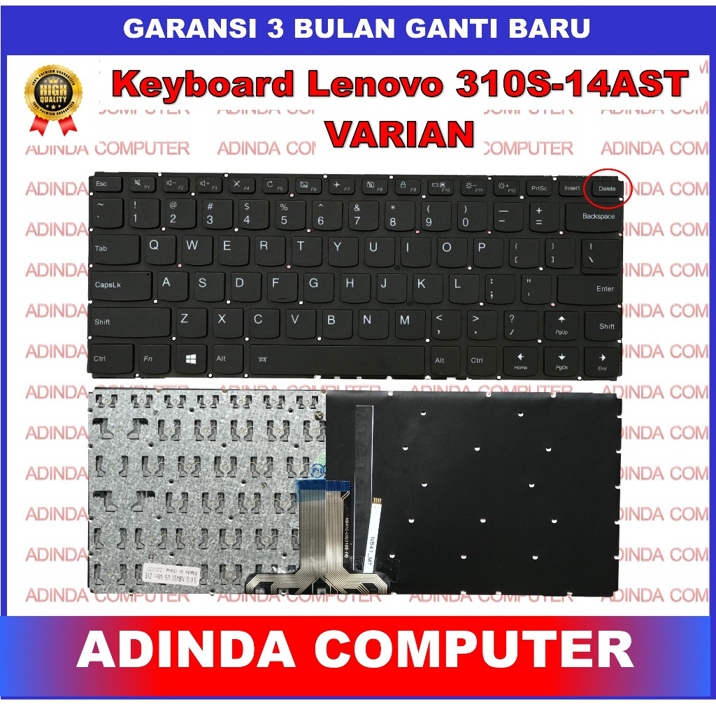 Keyboard Lenovo Ideapad 310s-14AST 510S-14ISK 710S-14 Flex 4-1435 Flex 4-1470 Flex 4-1480 Delete