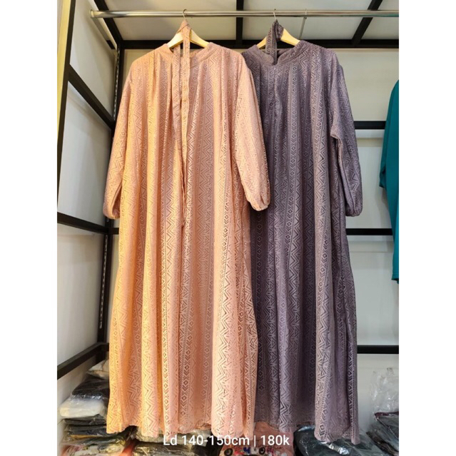 Gamis brukat busui full furing ld 140-150cm