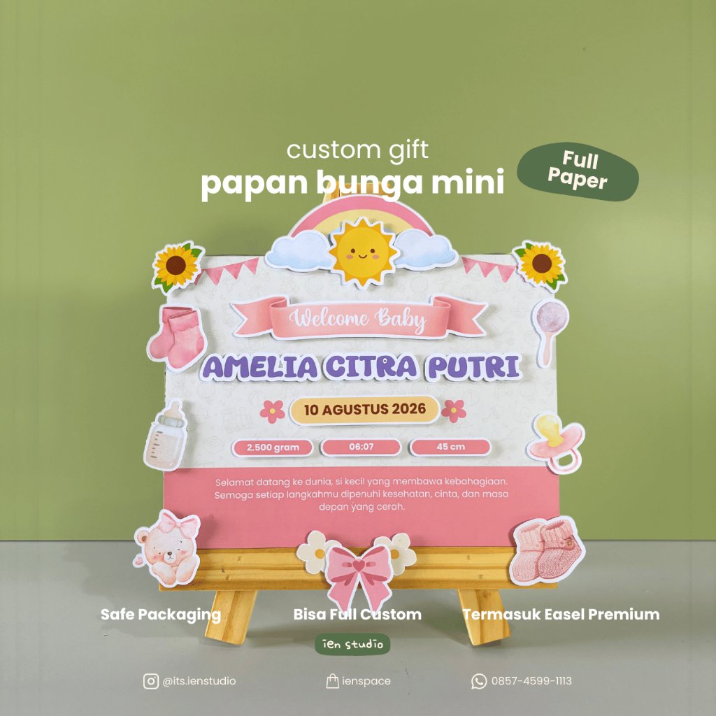 Gift Custom Papan Bunga Mini - Full Paper Bunga Kertas Dekorasi Hadiah Ucapan Selamat Papan Bunga Mi