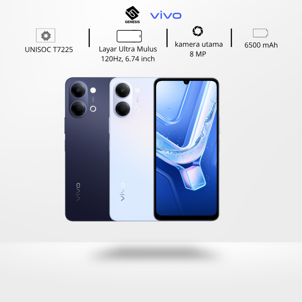 Vivo Y05 RAM 4GB Penyimpanan 64GB / 128GB Baterai 6500mAh Layar 120Hz IP65 HP Android Garansi Resmi