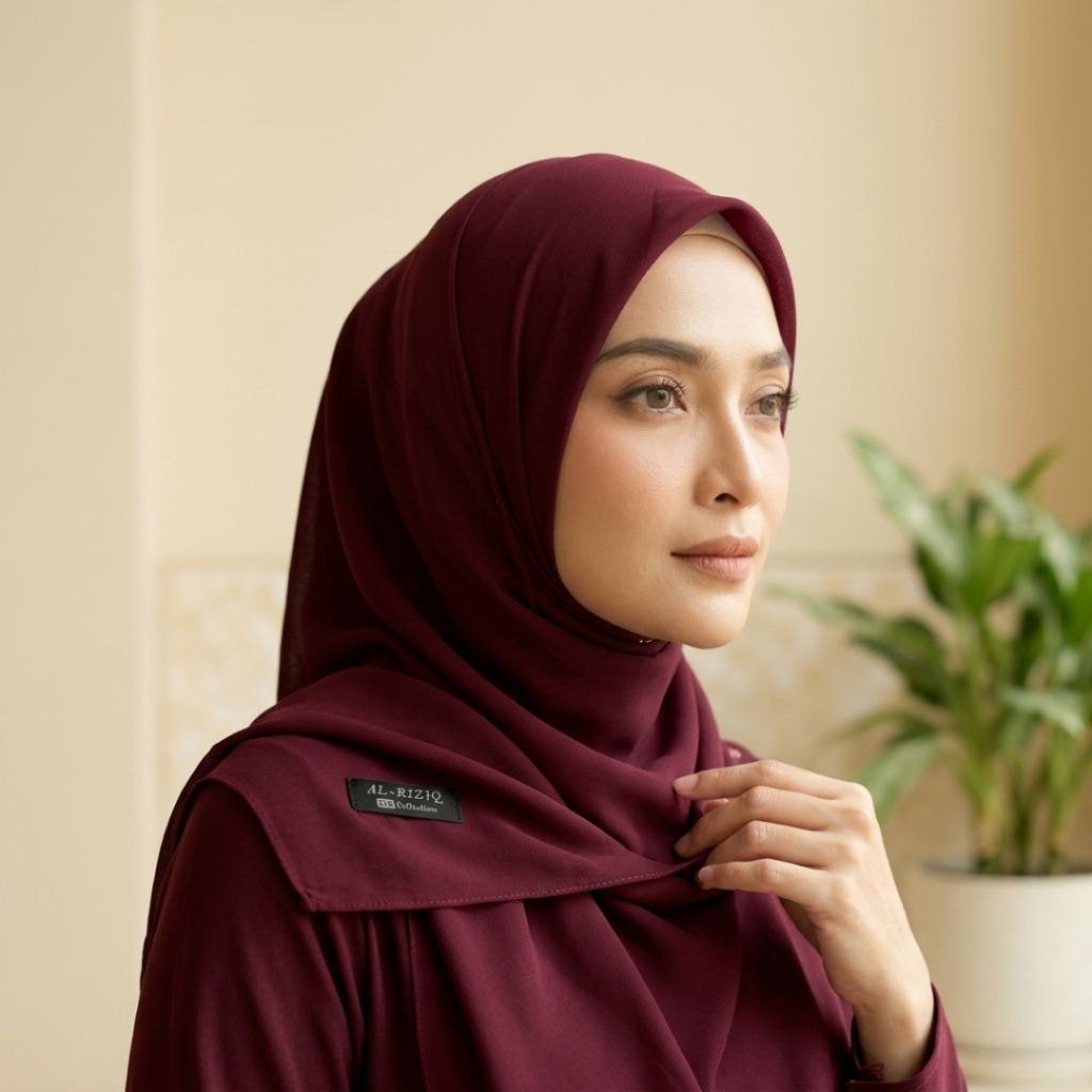 Bella Square Hijab Segi Empat Polycotton Premium 120x120 Kerudung Jilbab Polos Tren Burgundy Neci Ra