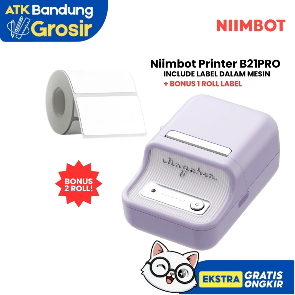 NIIMBOT B21 Pro Printer Label Thermal Bluetooth Mini Portable Alat Cetak Foto Resi Stiker Nama Aesth