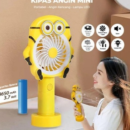 (COD) Kipas Angin Karakter Minion Kipas Angin Mini Fan Kipas Angin Mini LED Portable Fan Minion