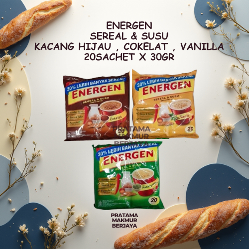Energen sereal ( isi 20 sachet ) cereal dan susu sereal bergizi COKLAT / VANILA / KACANG HIJAU