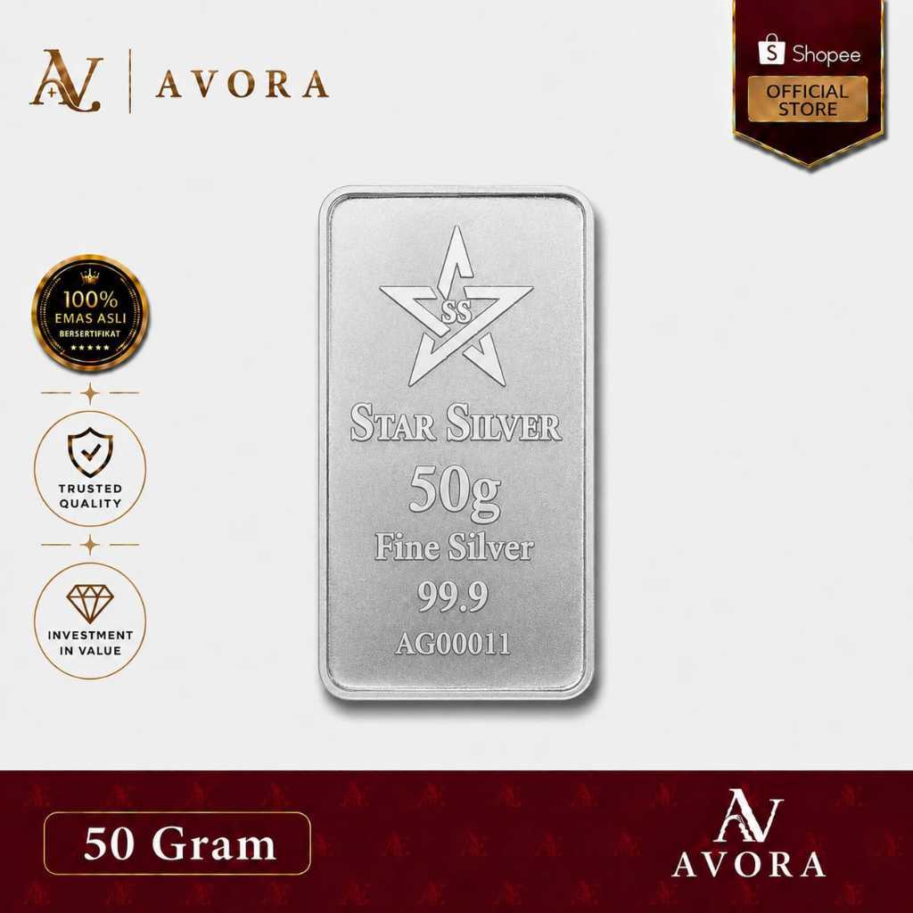 Avora Silver Perak Logam Mulia Star Silver LM 50 Gram Tahun 2026