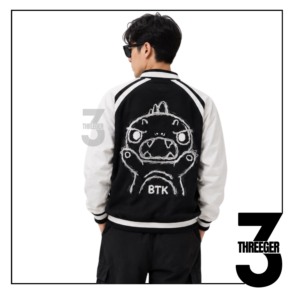 BTK Bestkiller Varsity Jacket Black Authentic / Jaket BTK Original