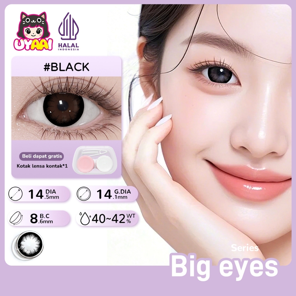 UYAAI softlens 14.5MM Minus 0.00 s/d -6.00 Mata Korea seri Big eyes Sepasang LENSA KONTAK  6Bulan