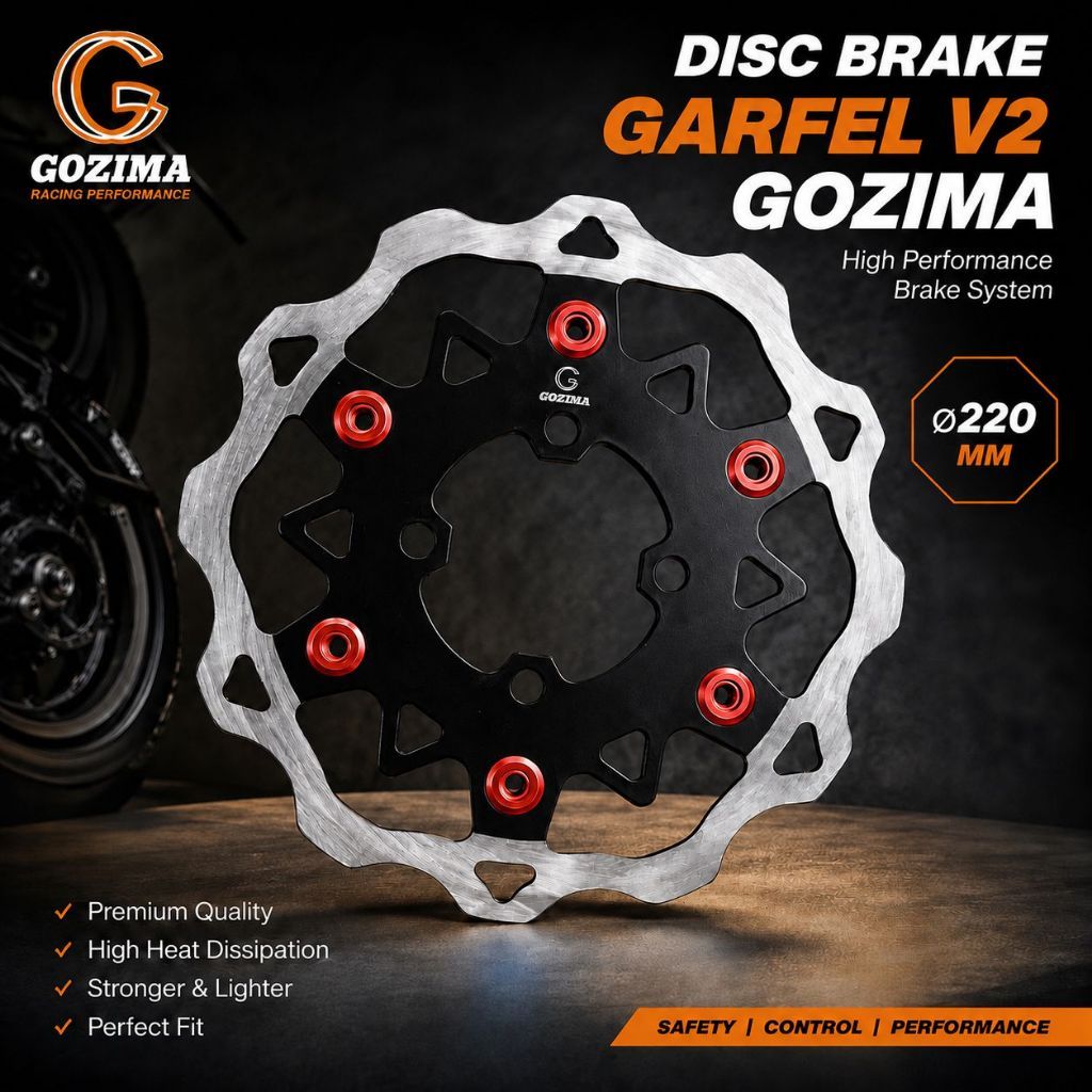 Disc Brake Cakram Beat Galfer V2 Gozima 220mm Plus Breket Kaliper Nissin Beat Vario Scoopy
