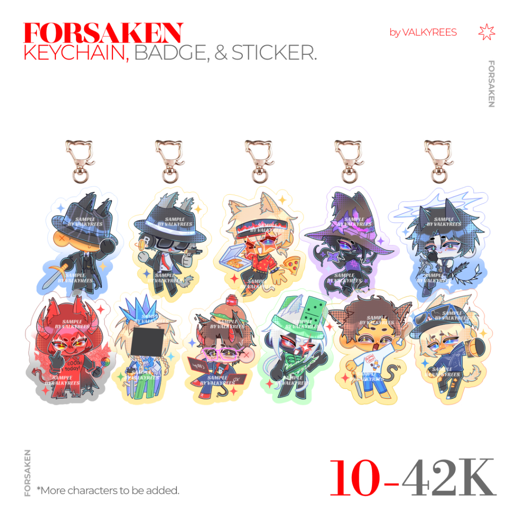 FORSAKEN KEYCHAIN PIN AND STICKER | ROBLOX Ganci Pin Stiker Noob Shedletsky Mafioso Itrapped Elliot 