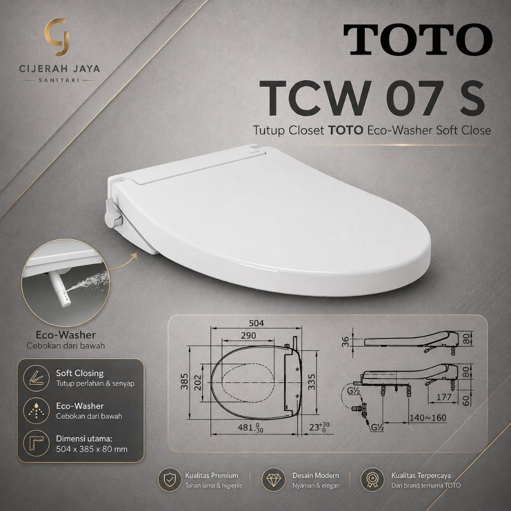 TUTUP KLOSET TOTO ECO WASHER TCW07S / TUTUP CLOSET TOTO ECOWASHER TCW07S SOFT CLOSE