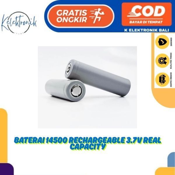 Baterai 14500 AA Rechargeable 3.7V 500 Mah REAL CAPACITY