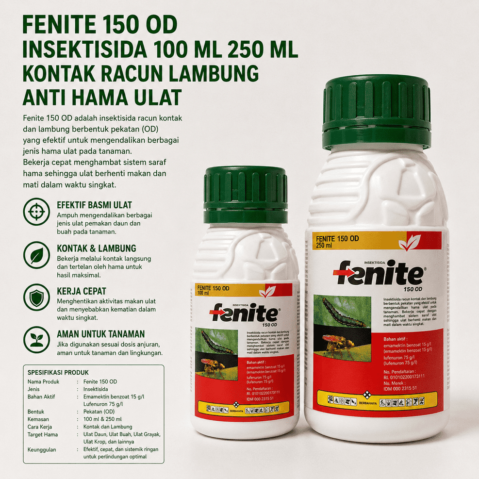 FENITE 150 OD INSEKTISIDA 100 ML 250 ML KONTAK RACUN LAMBUNG ANTI HAMA ULAT