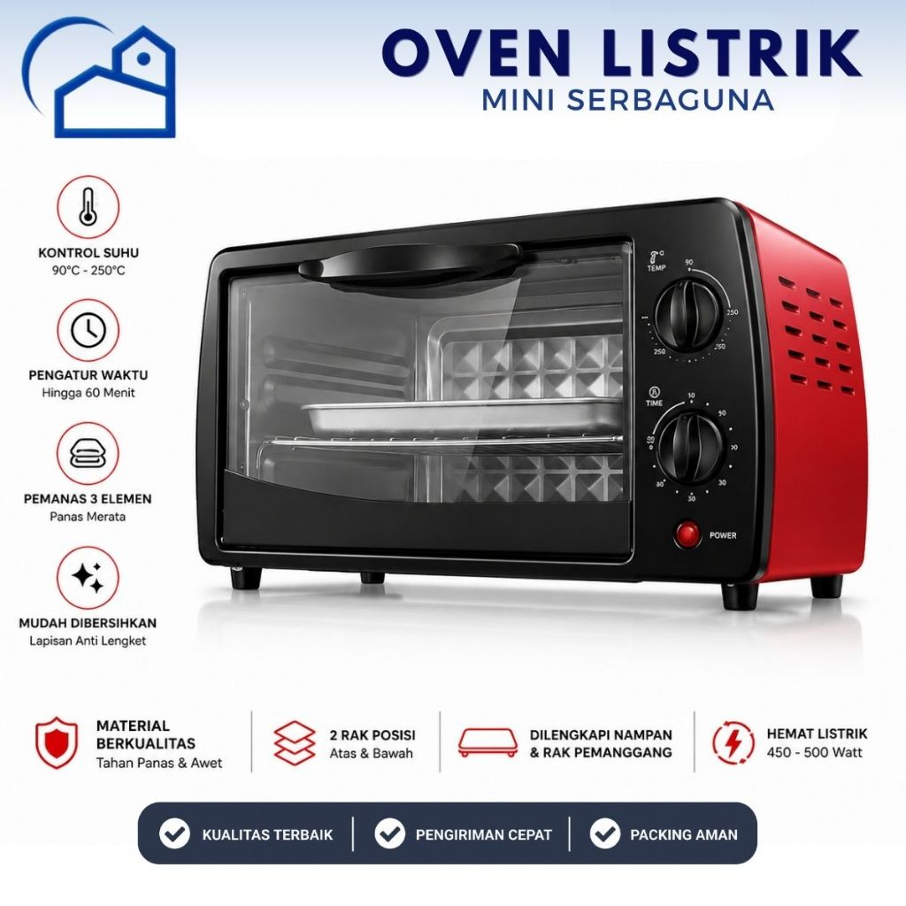 HOMESTATION - Oven Elektrik Mini Electric Oven Toaster / Oven Listrik Mini 4612