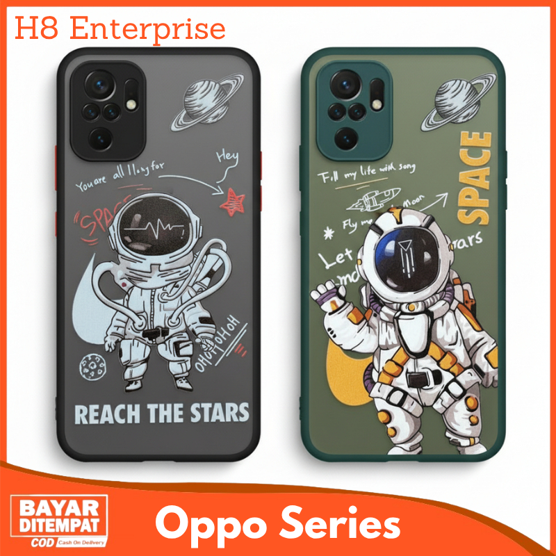 Case Oppo A5 2020 A9 2020 A15 A15S A16 A16s A54S A35 2021 Casing Nasa Astronot Space Hybrid Dove Wit