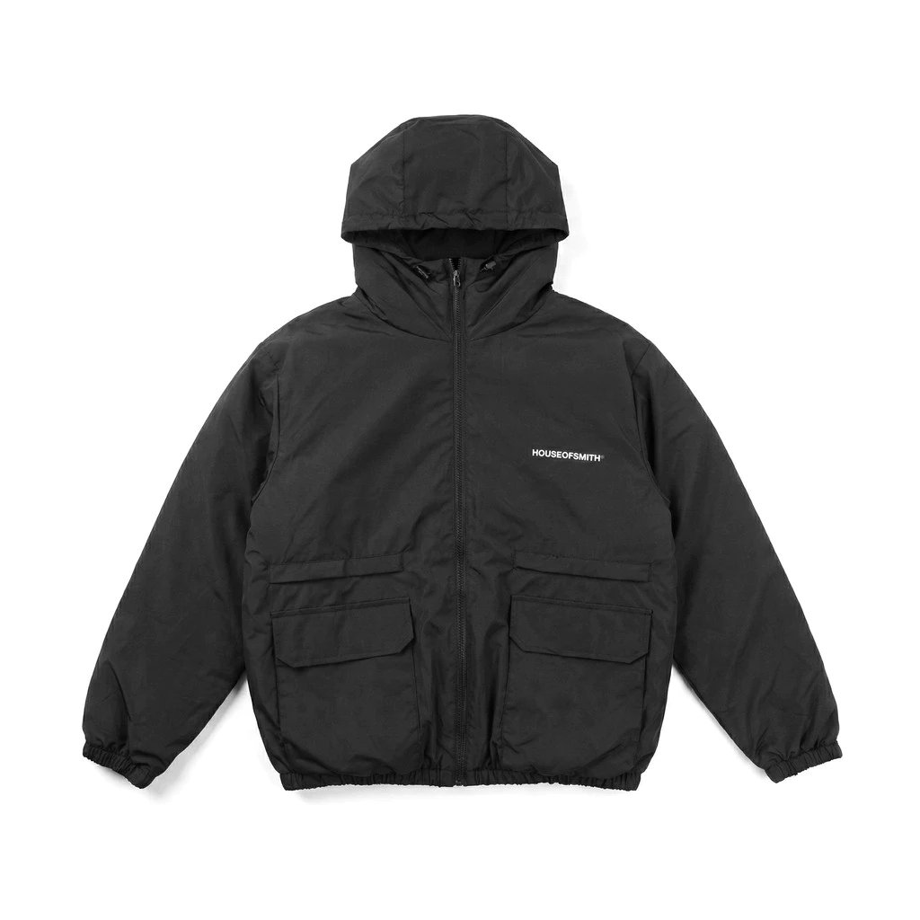 House of Smith BJM Jaket Pria - Courier Utility Windbreaker Jacket Black - Windbreaker Jacket