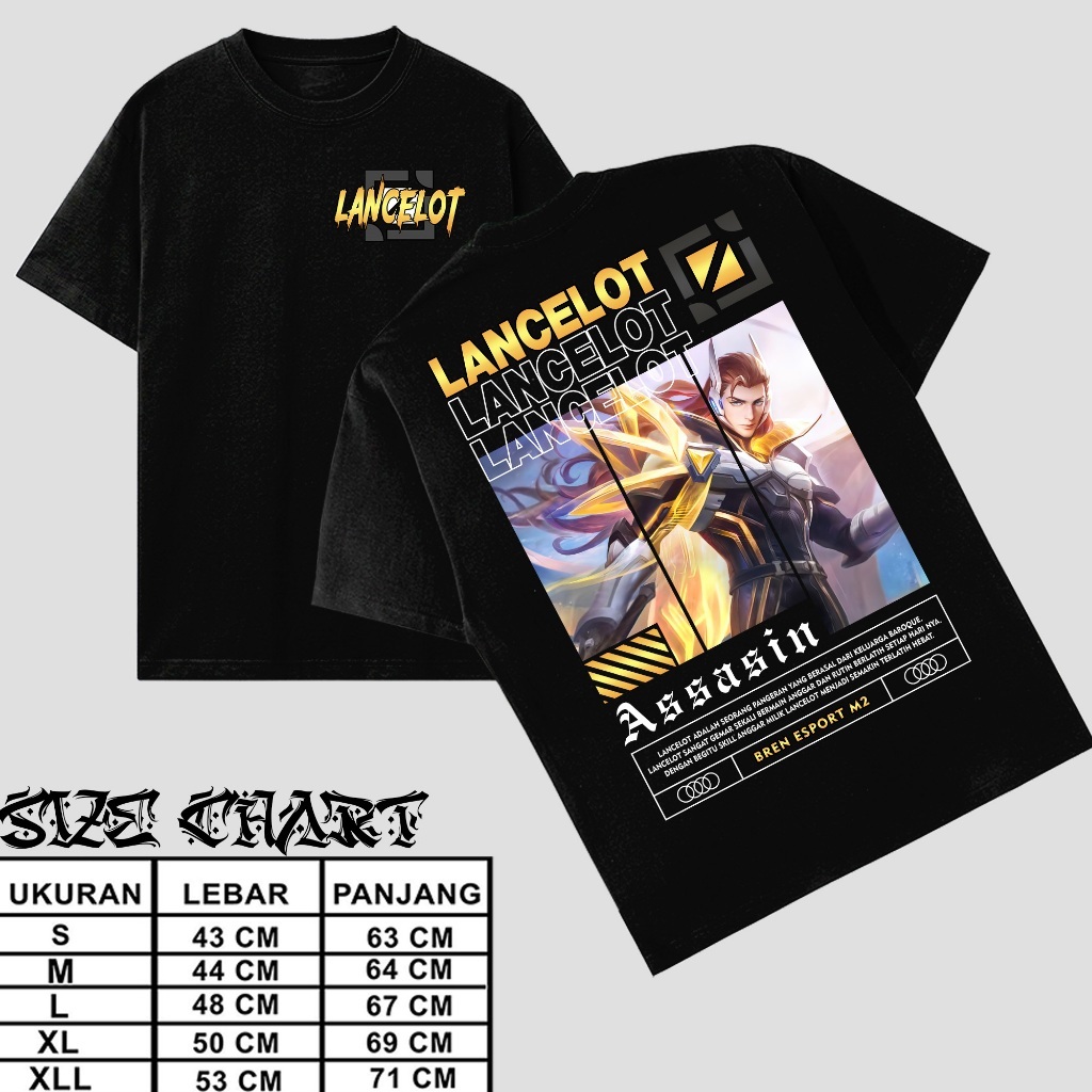 T-shirt Dewasa Motif Hero Mobile Legends/Lancelot Assasin Bren Esport M2 Kaos Mobile Legends Keren T