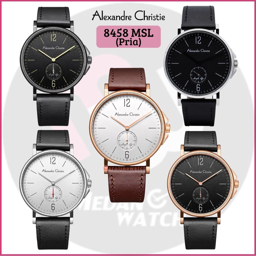 Jam Tangan Pria Analog Alexandre Christie 8458MS AC8458 AC 8458 MS 8458 Original Garansi Resmi