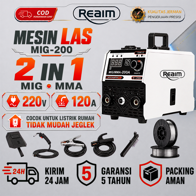 Reaim solder listrik mesin las mesin las MIG 200 IGBT travo las 2000 watt  Welding Tools