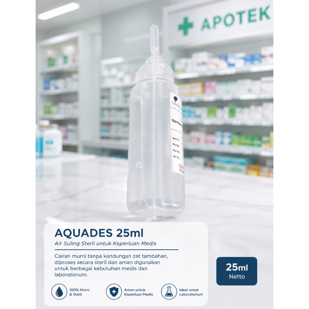 Aquades 25ML Cairan Steril Higienis Larutan Saline Otsuka Aquabidess aquades 25 ml
