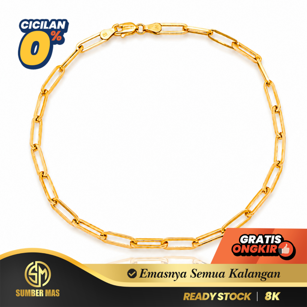 SUMBER MAS - Gelang Kaki Rante Emas Paperclip Fashion 8k