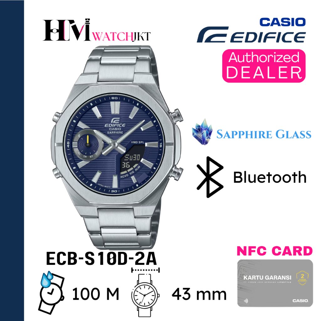 CASIO EDIFICE ECB-S10D-2ADF Jam Tangan Pria Original Analog Digital Sapphire Bluetooth Antiair ECB-S