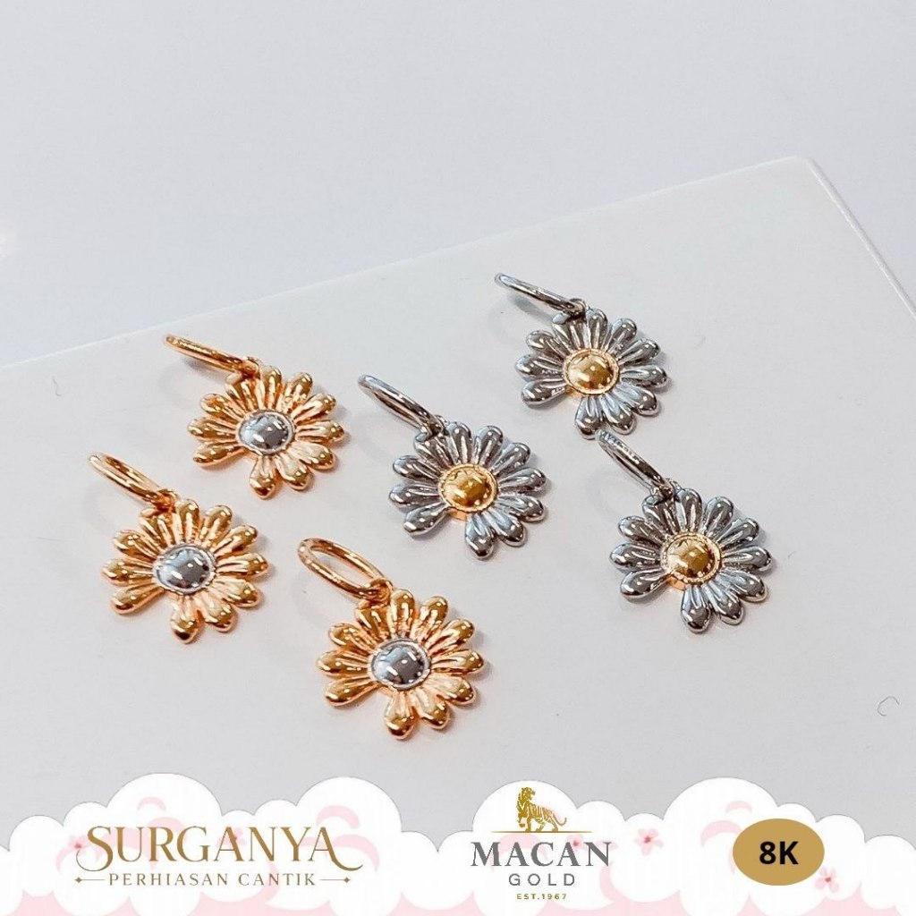 Liontin Emas Kadar 8K Model Mini Sunflower Macan Gold