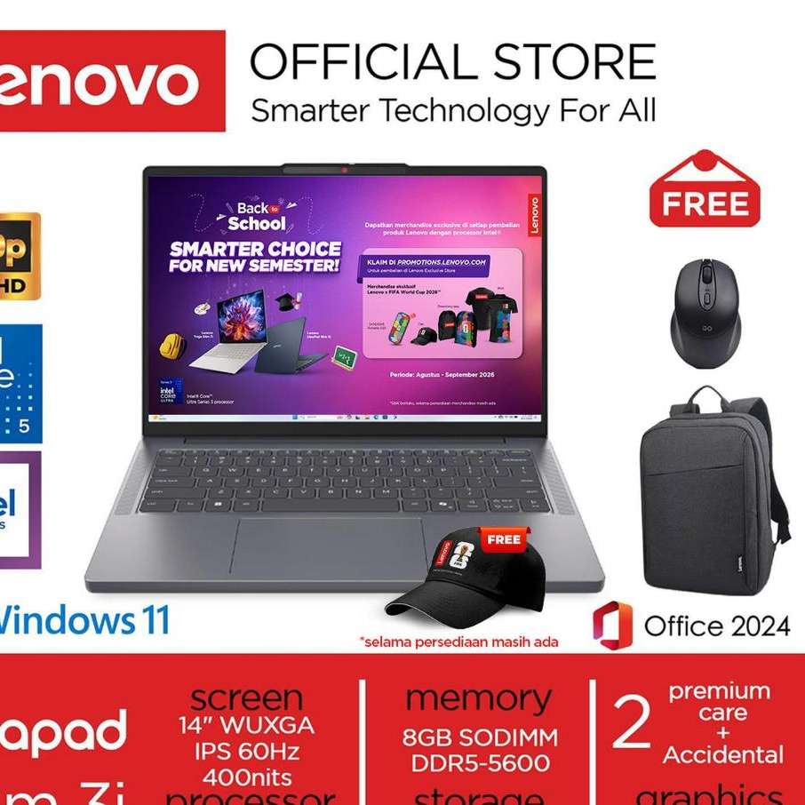 Lenovo Ideapad Slim 3i Core 5 320 512GB SSD 8GB WUXGA IPS Win11+OHS
