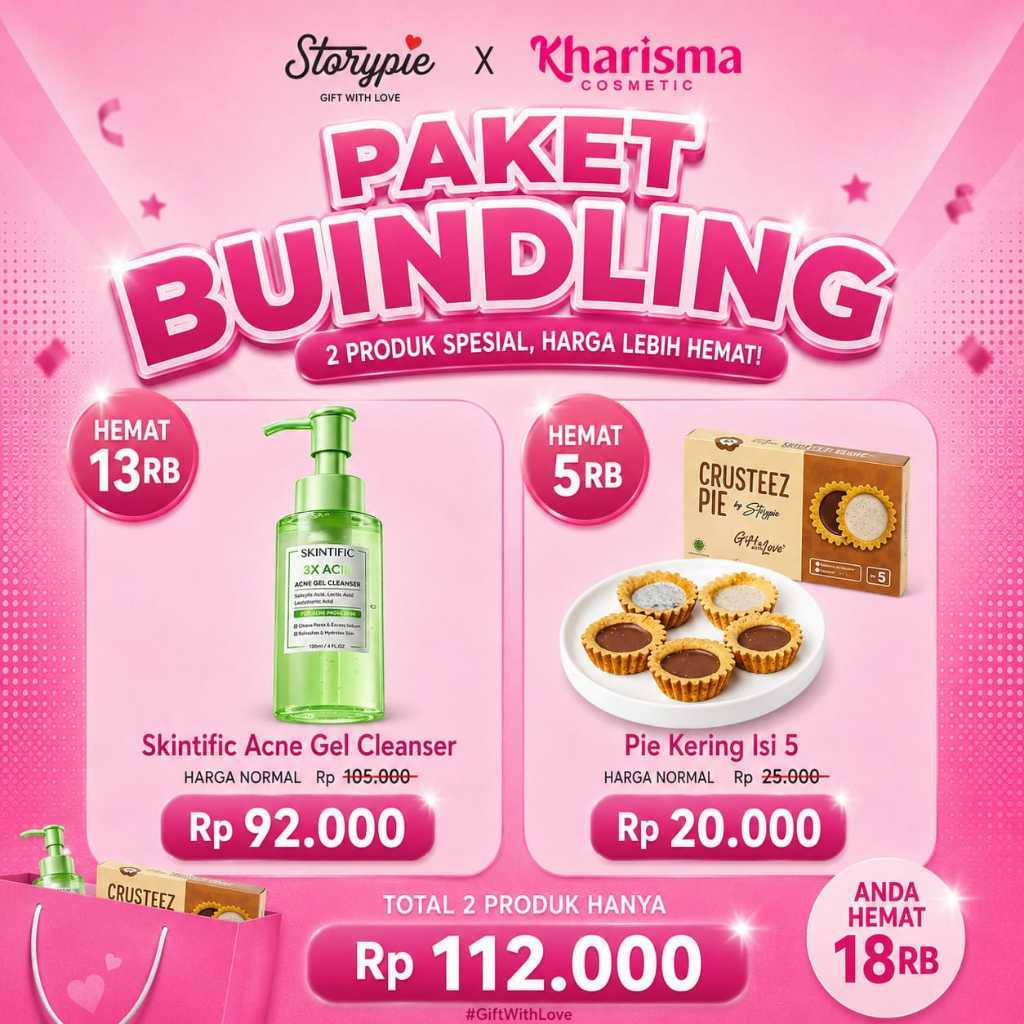 Paket Bundling Skintific Acne Gel Cleanser dan Pie Kering Isi 5