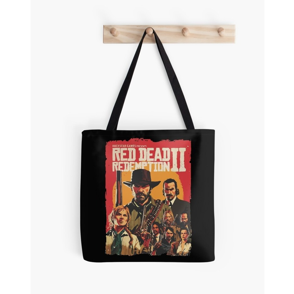 Red Dead Redemption RDR-Dead Merch Red Cowboy Tote Bag Hitam