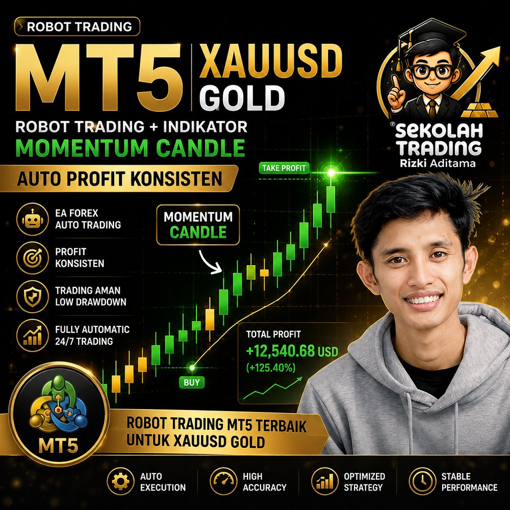 Robot Trading MT5 + Indikator Momentum Candle XAUUSD Gold | EA Forex Auto Profit Konsisten | Sekolah