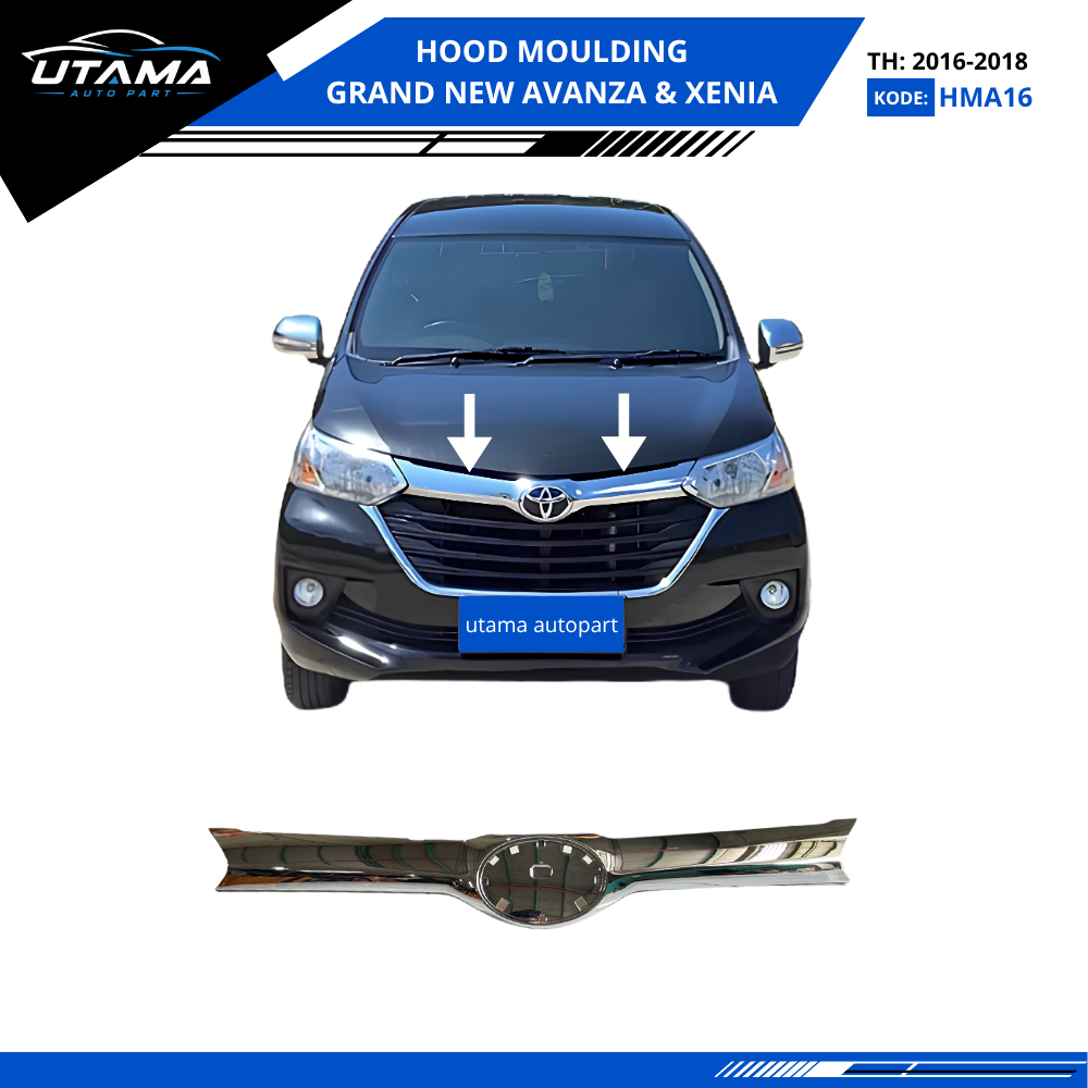 List Kap Mesin Hood Moulding Grand New Avanza Great New Xenia 2015-2018 Chrome Lis Kap Depan Variasi