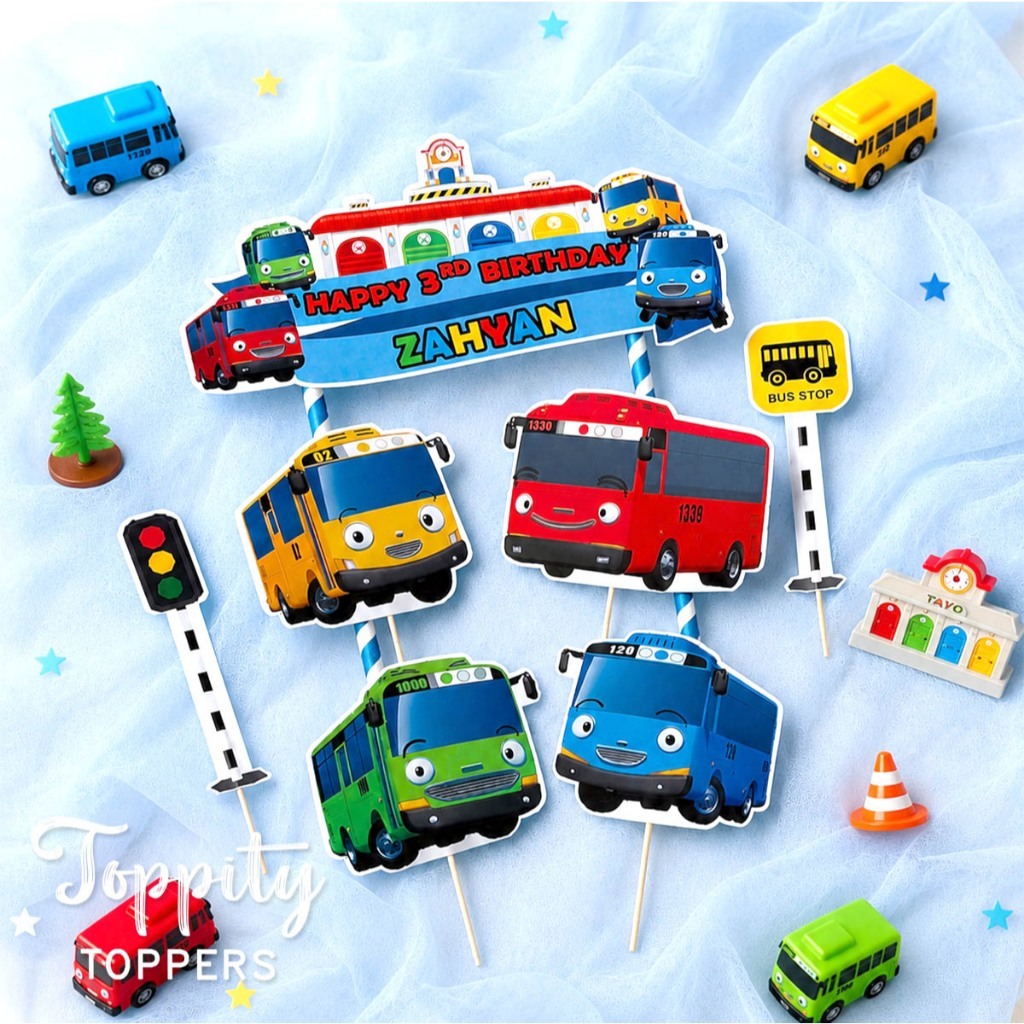Topper cake kue ulang tahun birthday Tayo bus