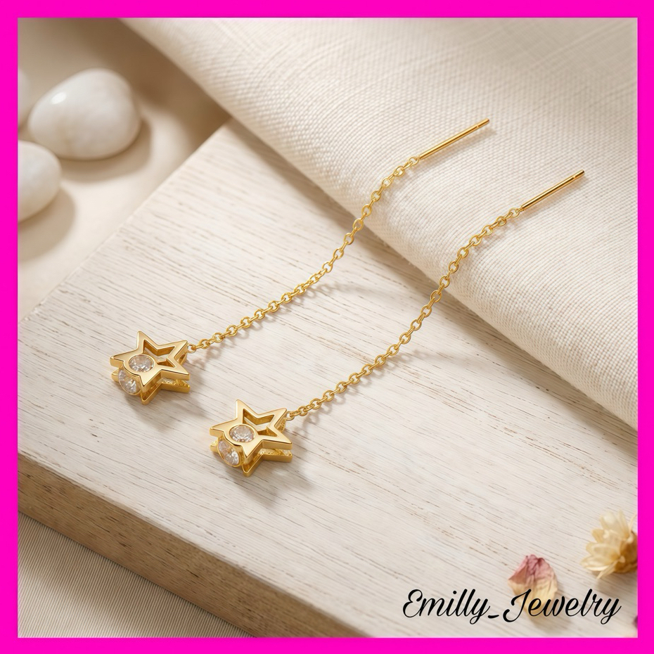 Anting Titanium Tusuk Panjang ( model bintang mata )