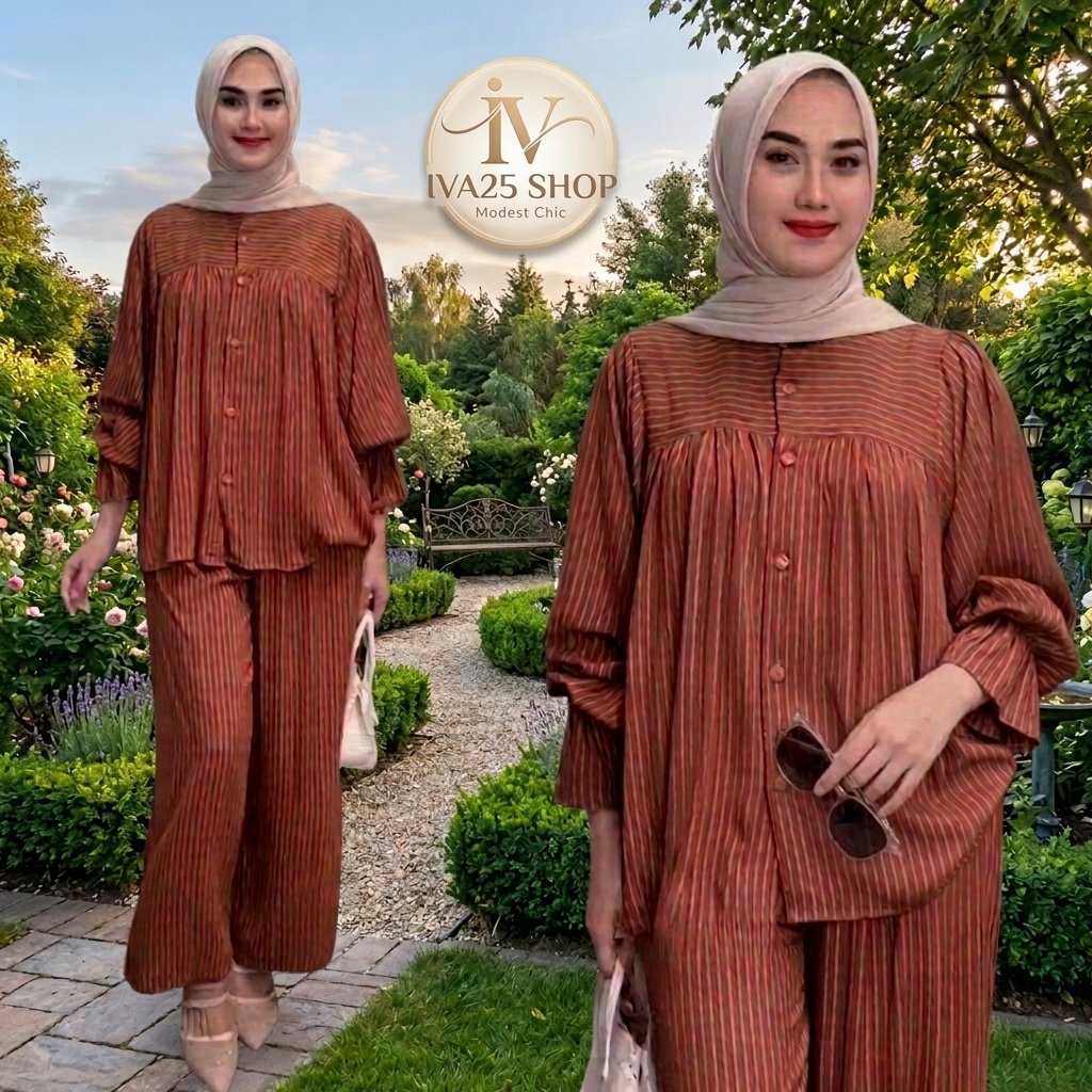 promo setelan salur rayon wanita dewasa//onset salur garis busui jumbo