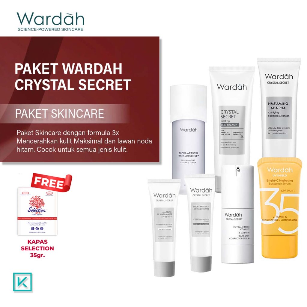 Paket Wardah Crystal Secret Whitening Series Komplit Skincare /Wardah White Secret Series Perawatan 