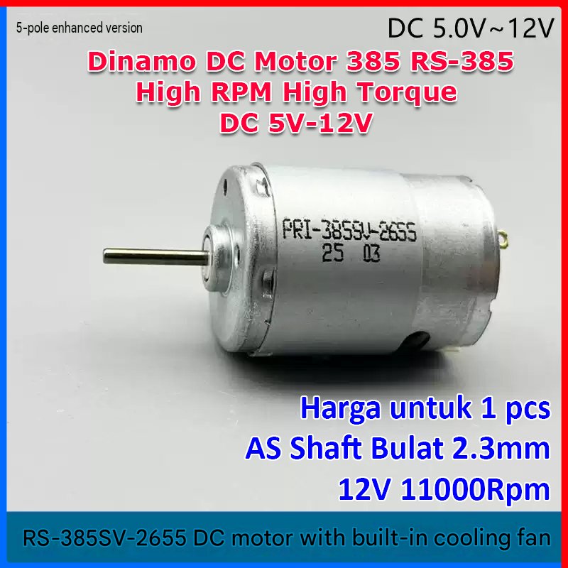 Dinamo DC Motor RS385 RS 385 DC 5V - 12V High RPM Speed High Torque