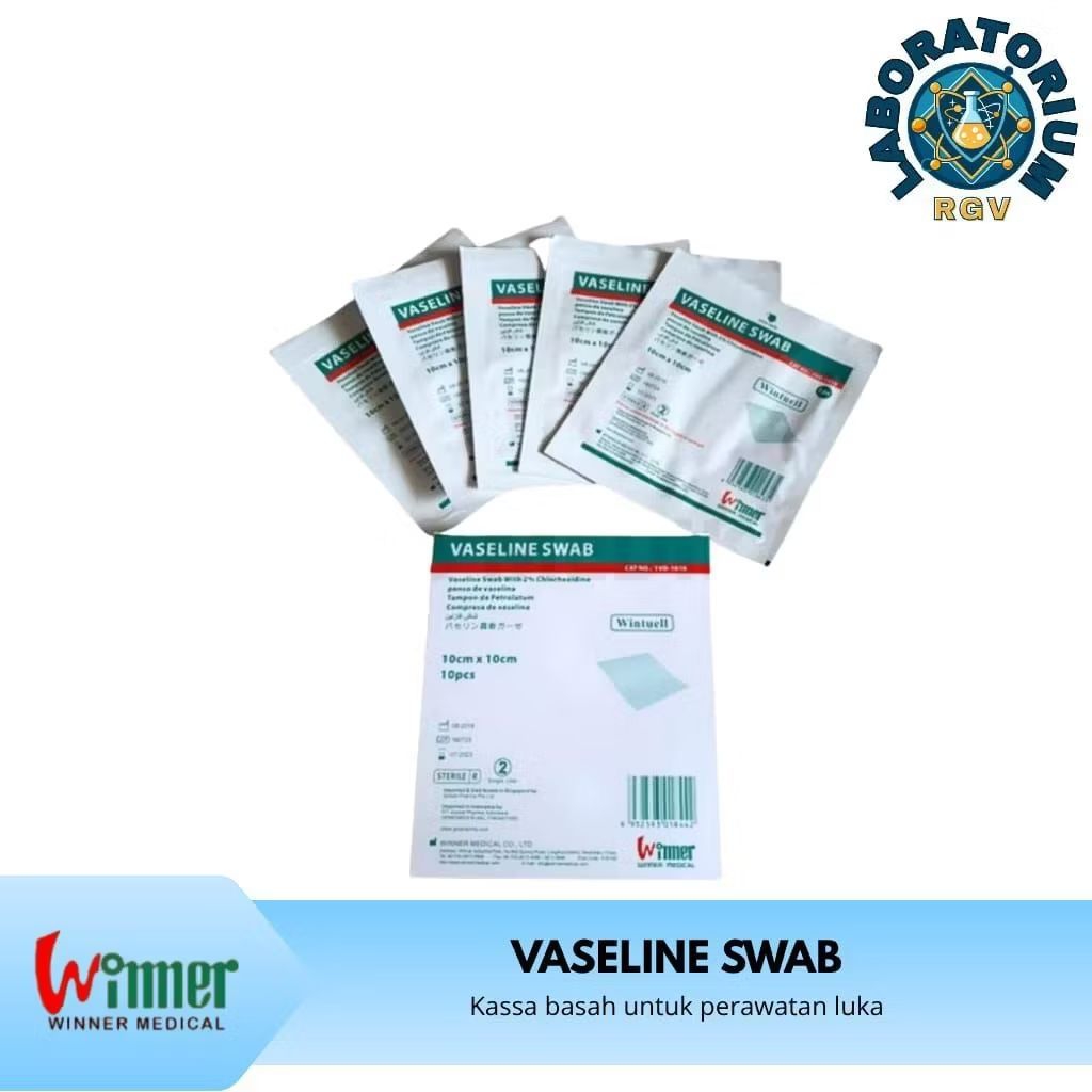 [ BOX ] Winner Vaseline Swab 10 x 10cm isi 10 pcs | Kassa Basah untuk Perawatan Luka | Kasa